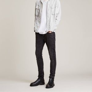 All Saints Mens Cigarette Jeans Size 32x32 Button Fly skinny fit Black